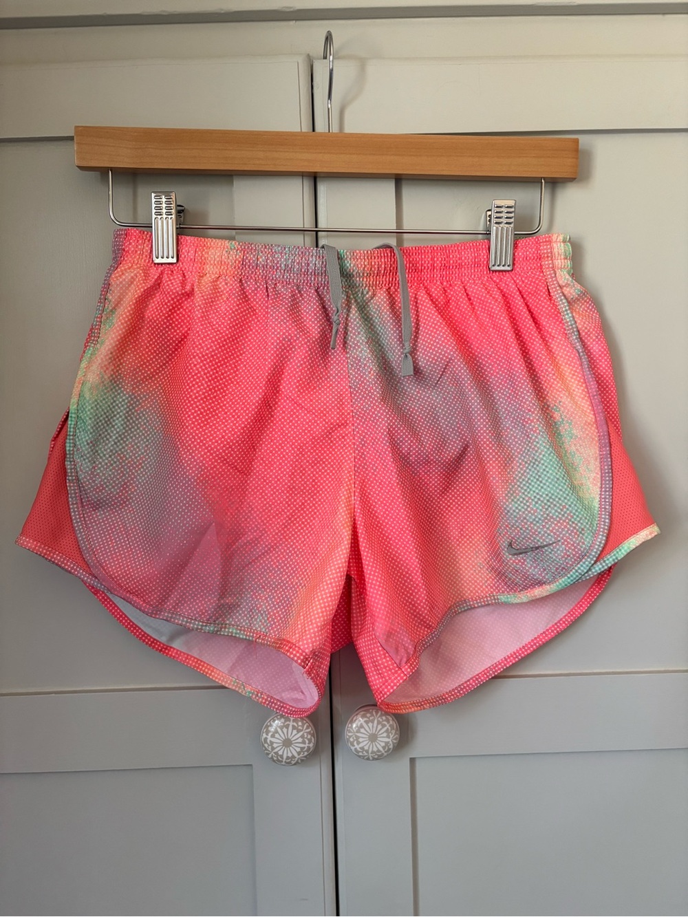 Nike Women's Coral Pink Tie-Dye Athletic Shorts